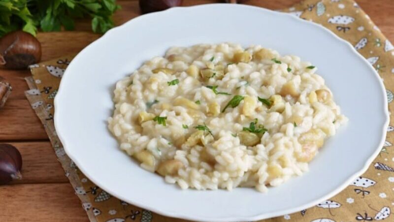Risotto con salsiccia e castagne