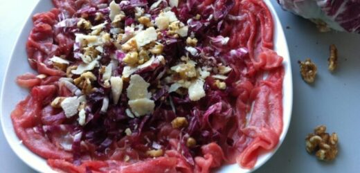 Carpaccio di manzo al radicchio variegato “Bianco Fior di Maserà” con Grana Padano