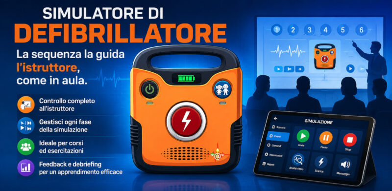 Un defibrillatore da esercitazione dentro il telefono
