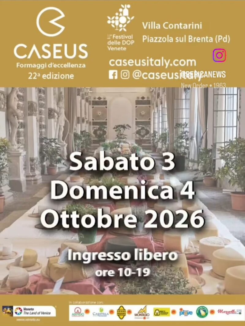 BENVENUTI A CASEUS 2026, IL 3 E 4 OTTOBRE A PIAZZOLA SUL BRENTA (PD)